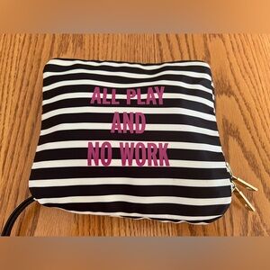 Kate Spade Collapsible Navy & White Striped Zip Pouch 'All Play And No Work'